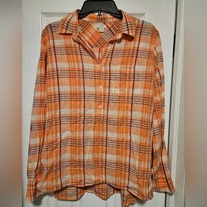 Womens J. Crew Plaid Cotton Pullover Shirt